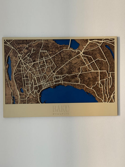 Bakı Silueti — Taxtadan hazırlanmış 3D şəhər xəritəsi